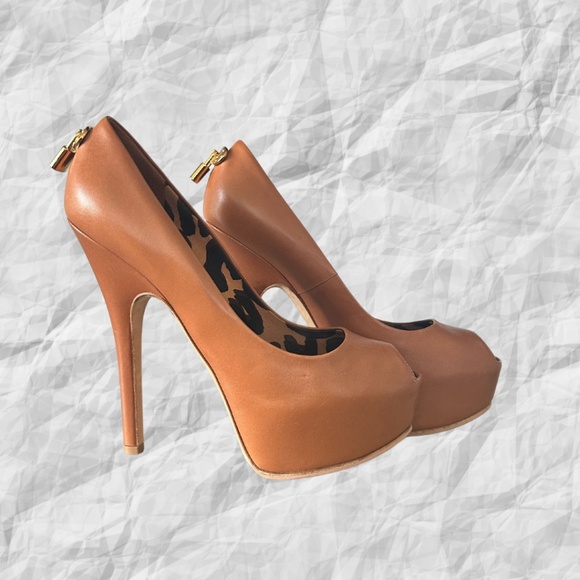 Louis Vuitton Brown Leather Platform Oh Really! Peep Toe Pumps 8 - Picture 1 of 5